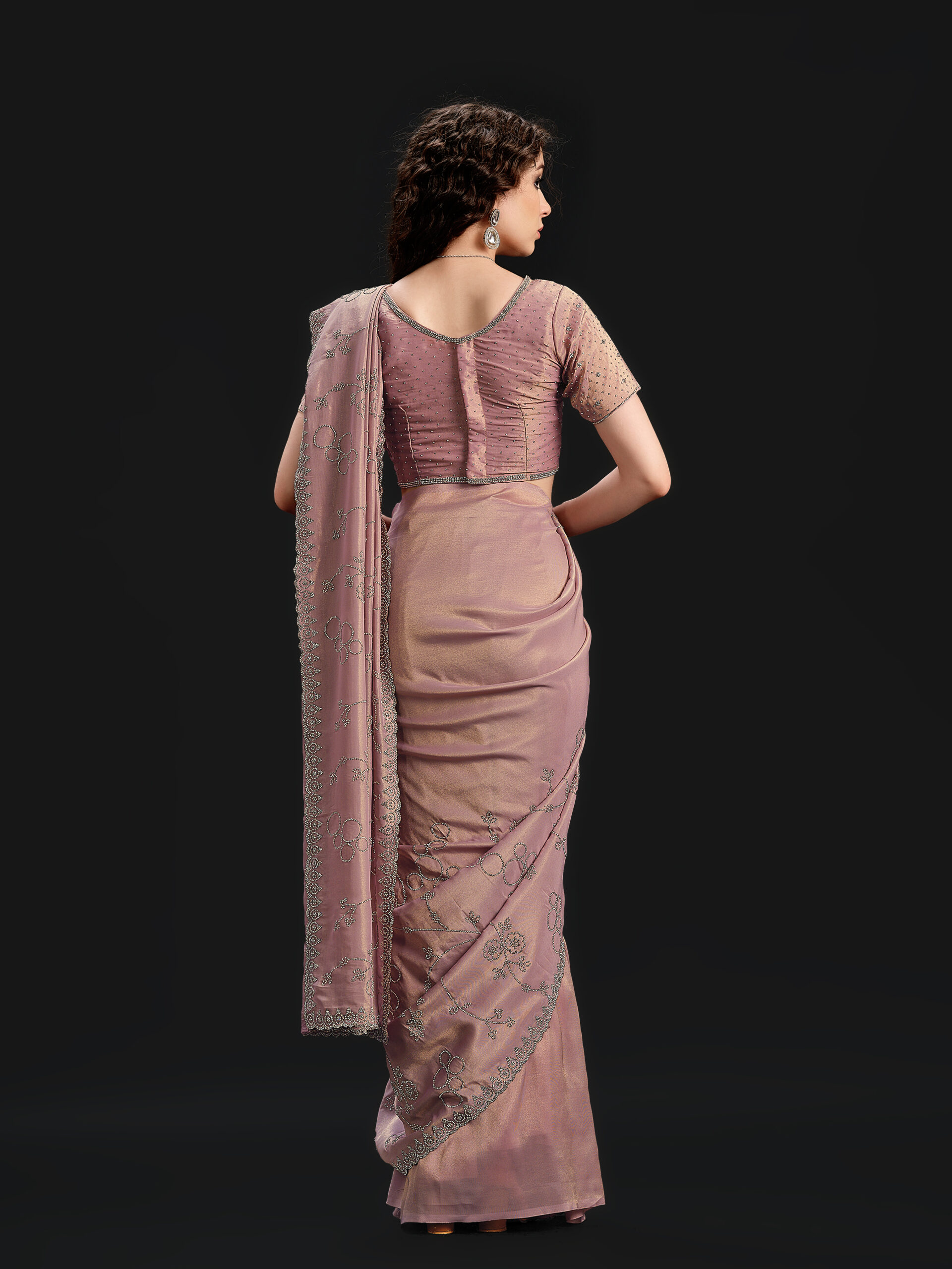 Violet Ice Saree with Silver Stone - 