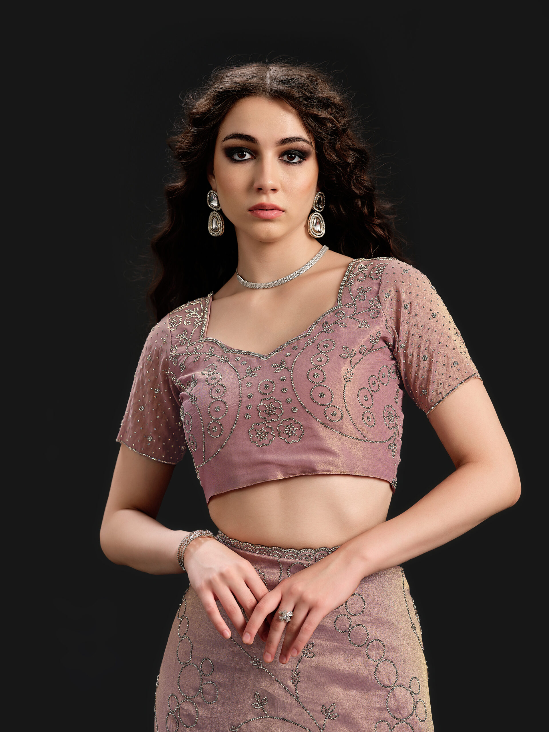 Violet Ice Saree with Silver Stone - 
