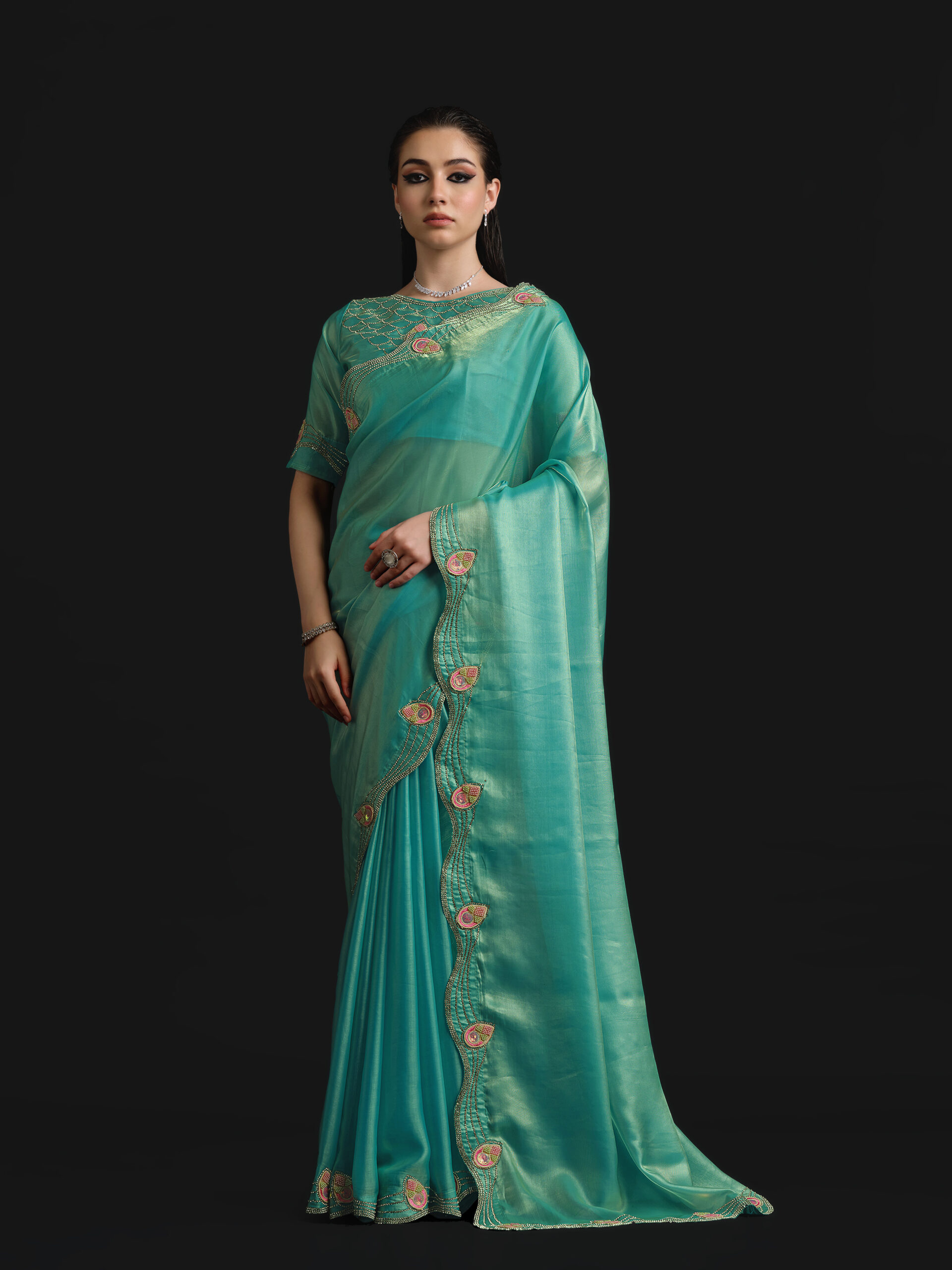 Firozi - Blue Curacao Saree -