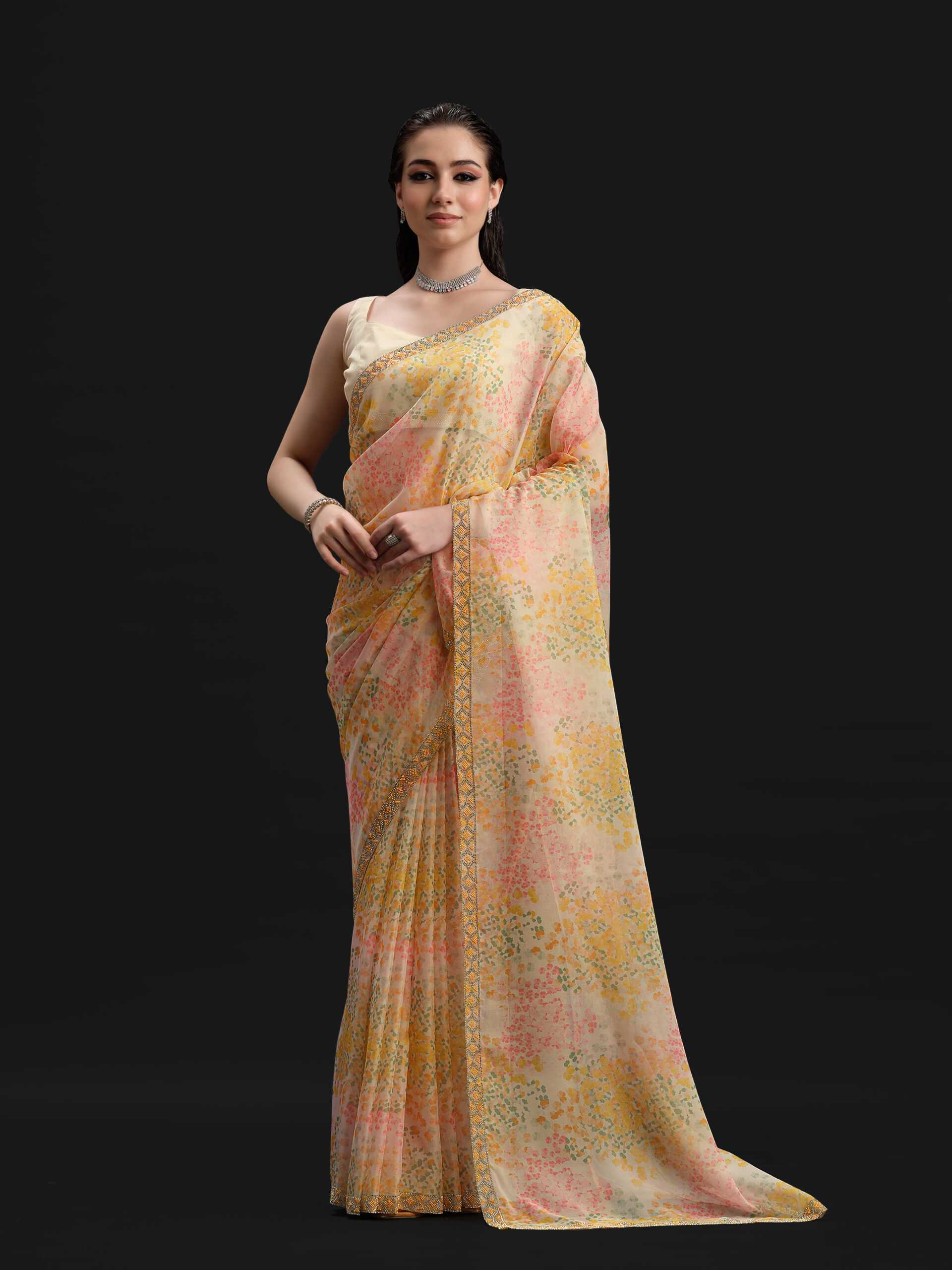 Yellow - Beach Ball Saree with Fancy Border and Digital Print – 