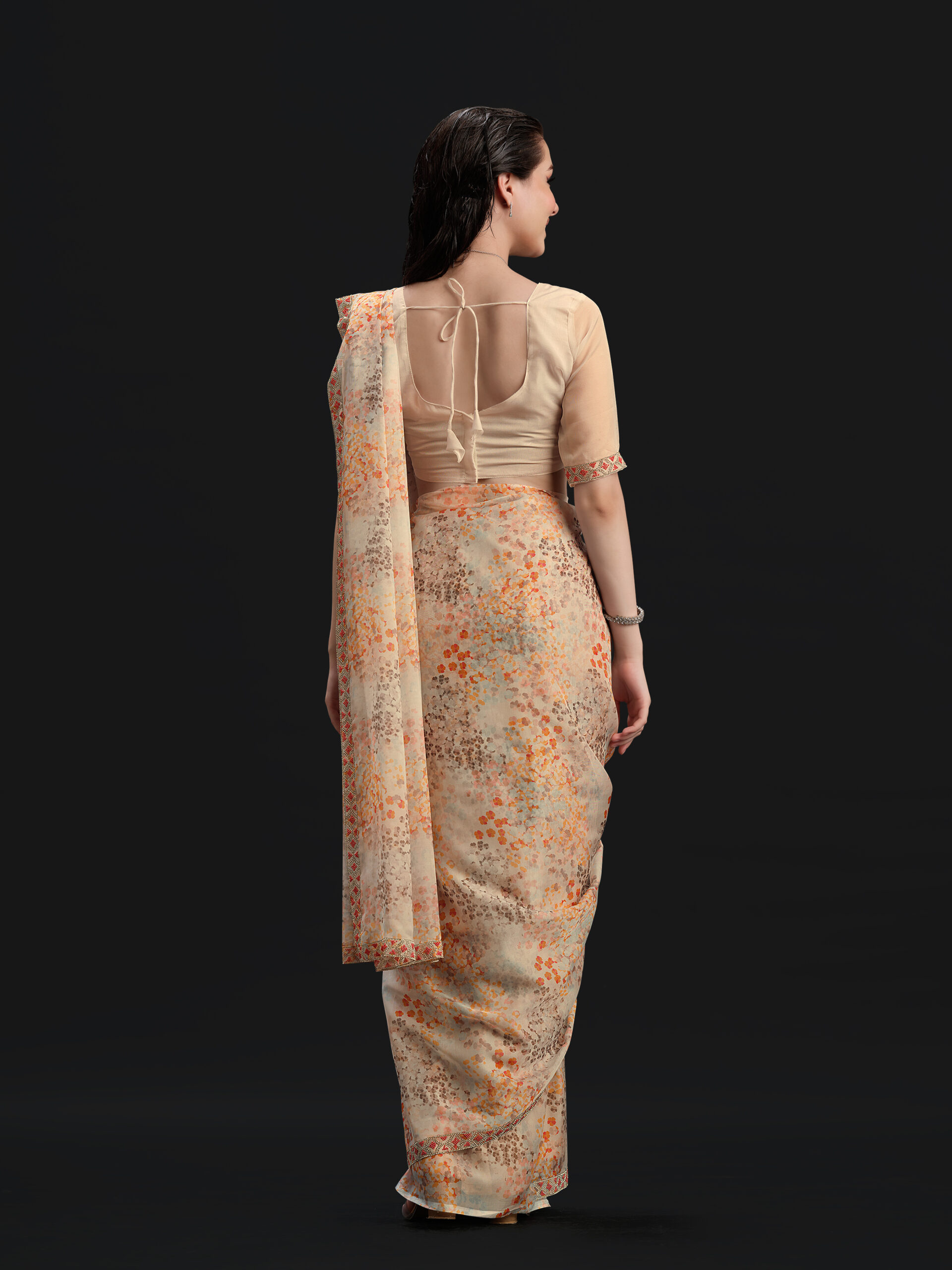 Grey - Raiel Grey Saree with Fancy Border and Digital Print – 