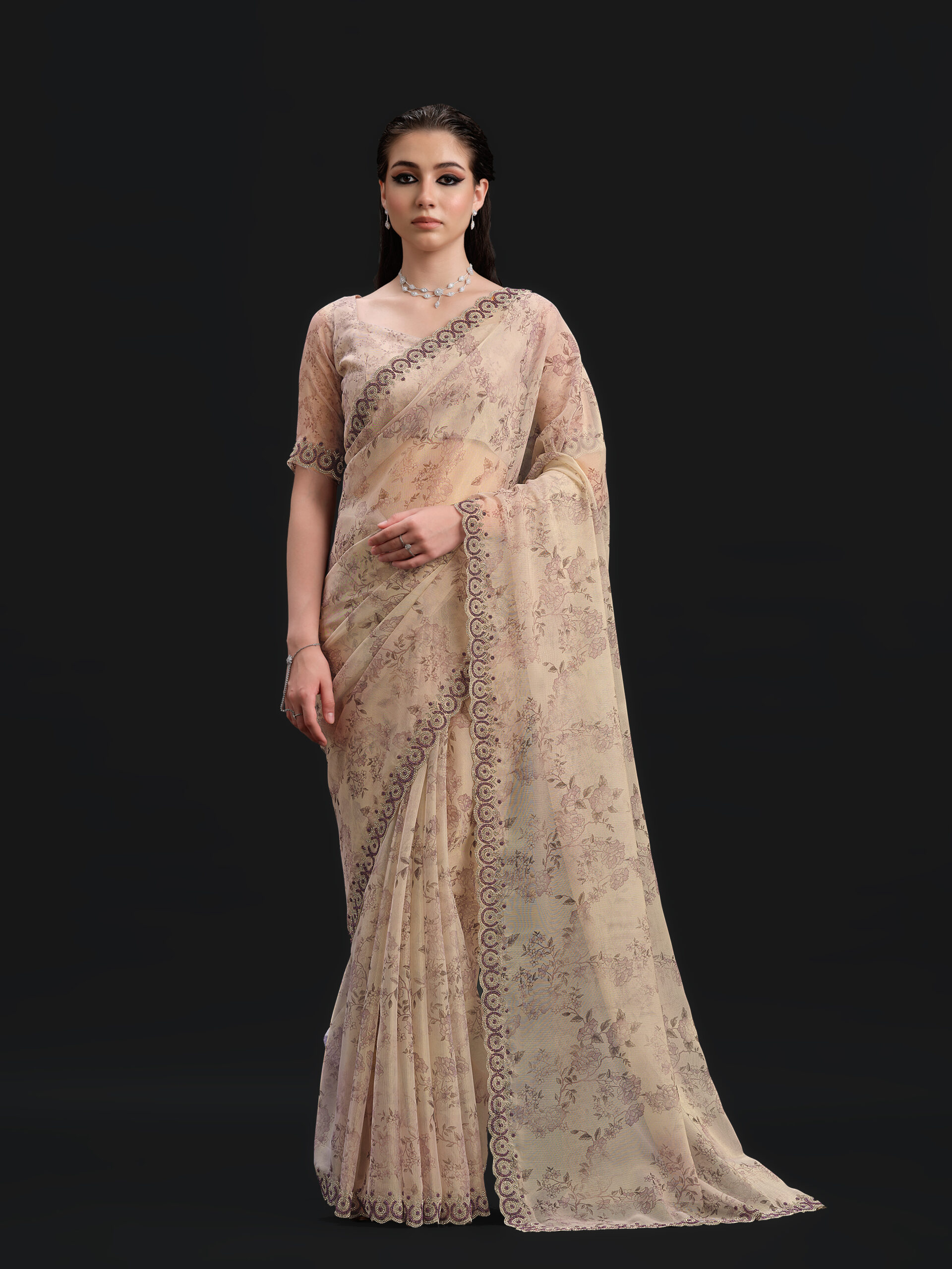 Purple - Mulberry Saree with Fancy Border and Digital Print – 