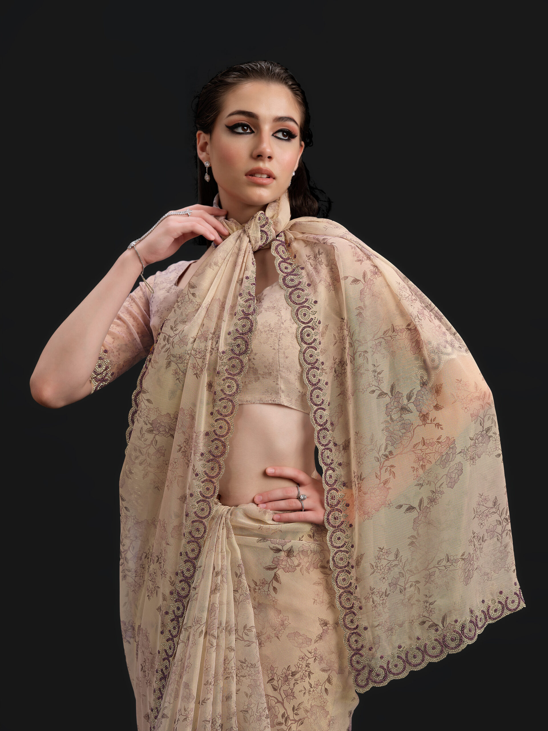 Purple - Mulberry Saree with Fancy Border and Digital Print – 