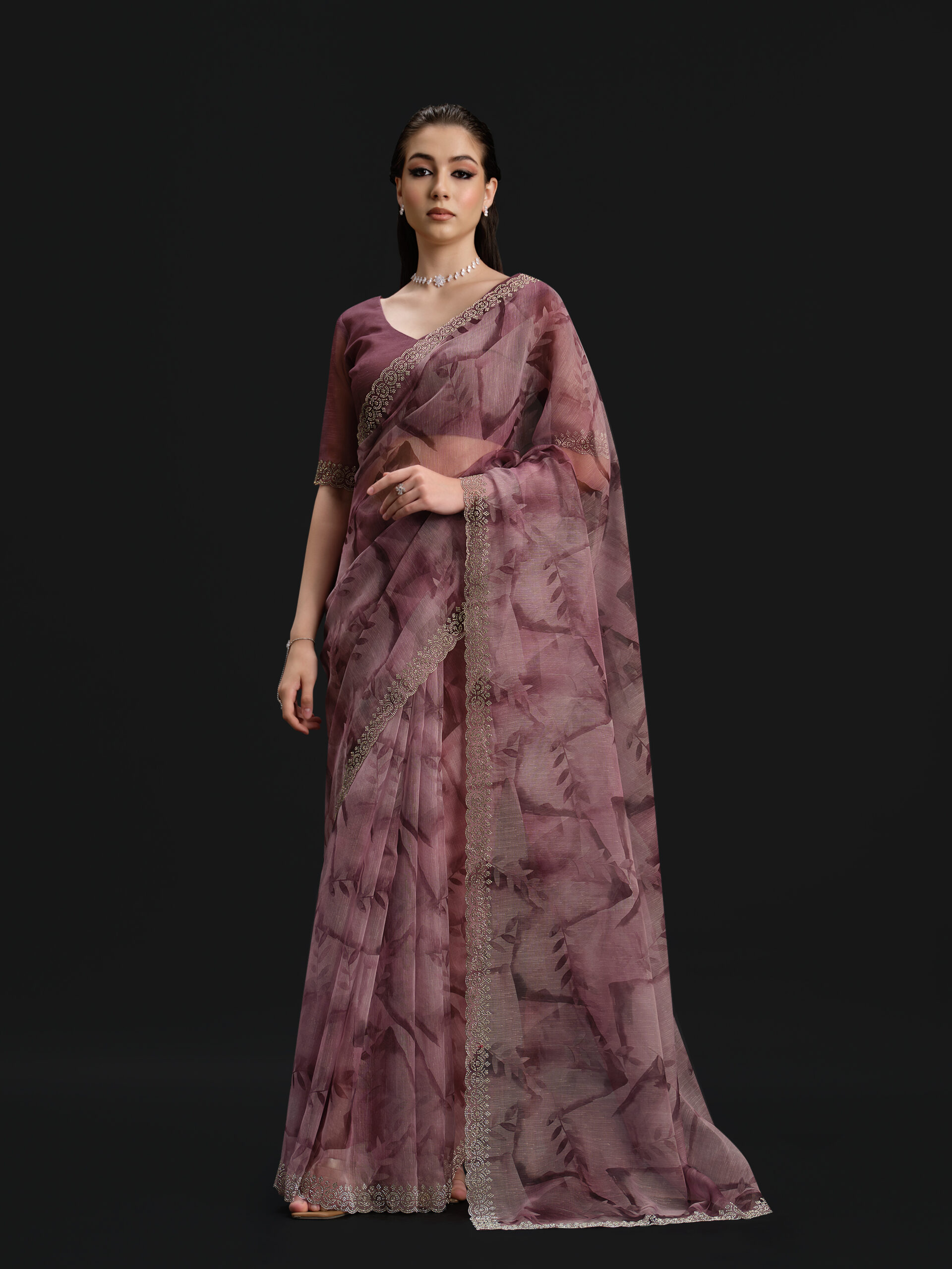 Pink - Icing Saree with Fancy Border and Digital Print – 