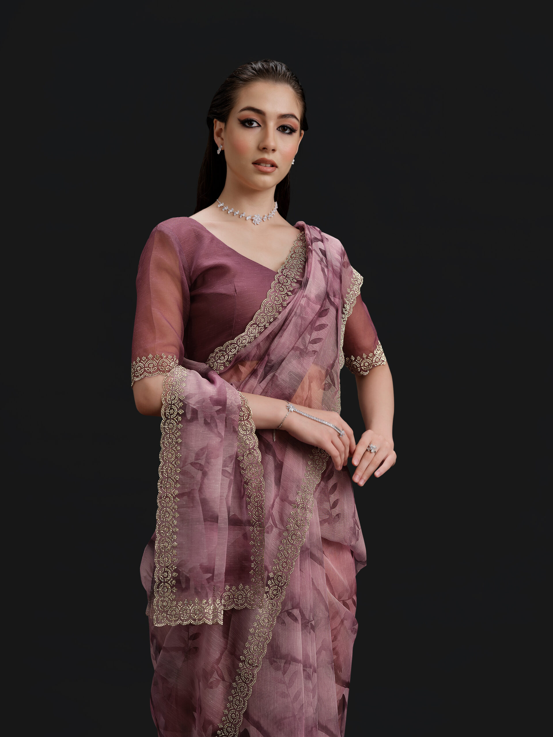 Pink - Icing Saree with Fancy Border and Digital Print – 